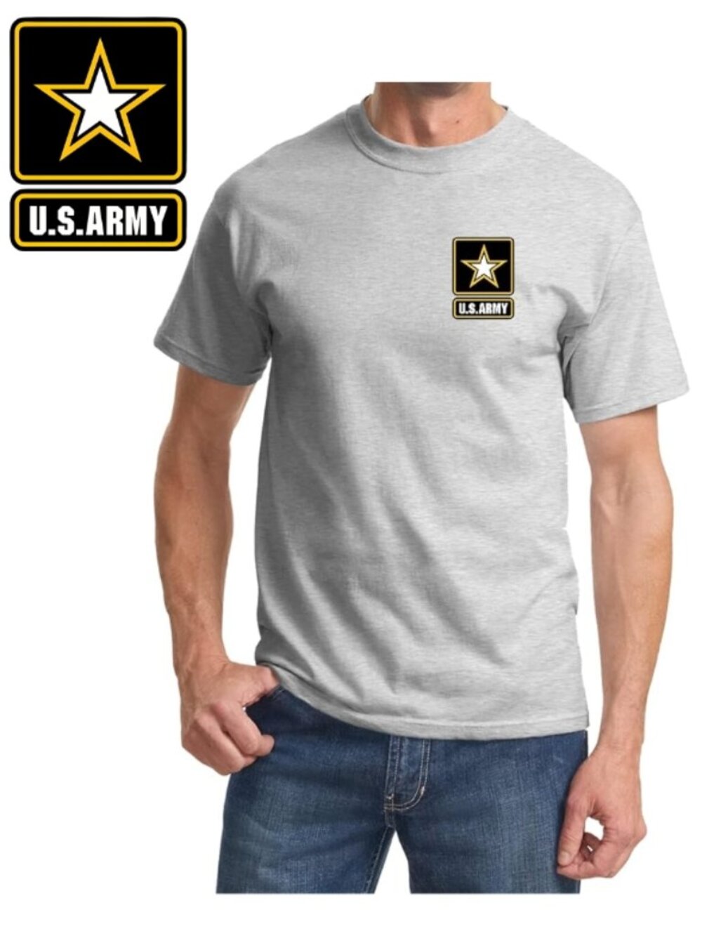 𝗨.𝗦. 𝗔𝗥𝗠𝗬® Men's Star Emblem Tee Gray (Size XL)